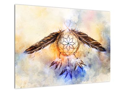 Staklena slika - Lovilec sanj s perjem