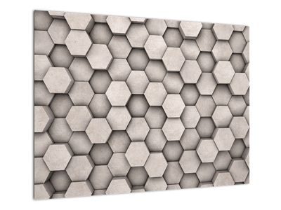Skleněný obraz - Hexagony v betonovém designu