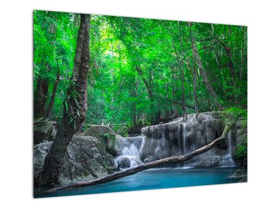 Glasbild - Erawan Wasserfall, Kanchanaburi, Thailand