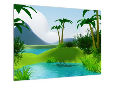Skleněný obraz - Jezera v jungli