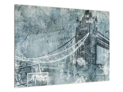 Skleněný obraz - Tower Bridge v chladných tónech