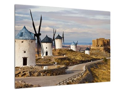 Glasbild - Windmühlen Consuegra, Spanien