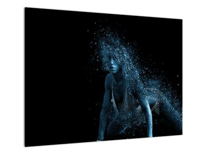 Sklenený obraz - Žena v modrom lesku
