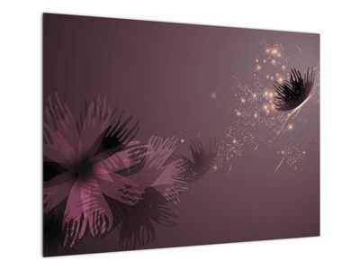 Tablou pe sticlă - Floare și fluture