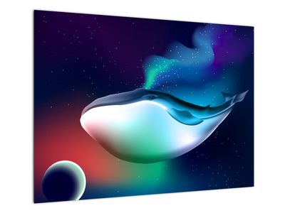 Glasschilderij - Kosmische walvis