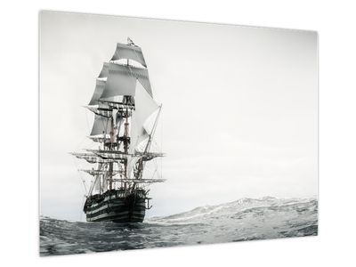 Glasbild - Ein Schiff auf dem Ozean