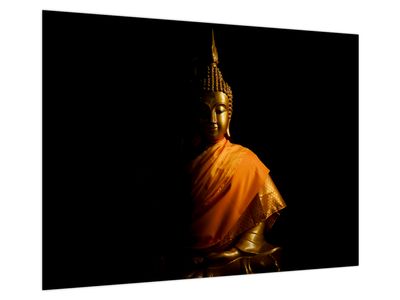 Glasbild - Goldene Buddha-Statue