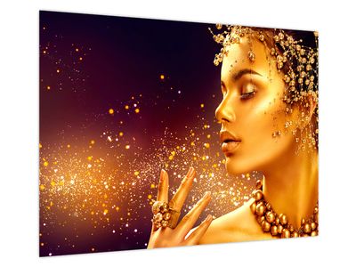 Glasbild - Goldenes Make-up