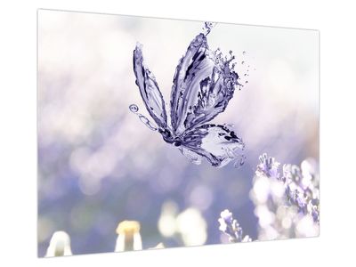 Glasbild - Schmetterling und Lavendel