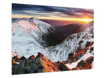 Glasbild - Winterliches Bergpanorama