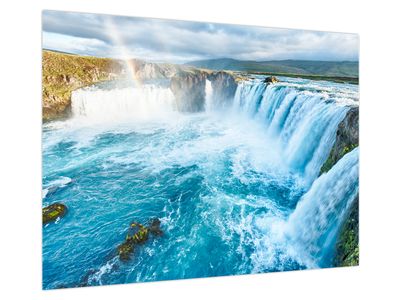 Glasbild - Godafoss Wasserfall