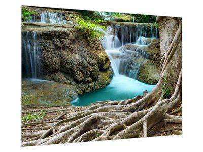 Glasbild - Fluss mit Wasserfällen