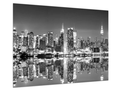 Glasbild - New York, schwarz und weiß