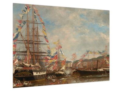 Obraz na szkle - Eugène Boudin, Festival in the Harbor of Honfleur, reprodukcje