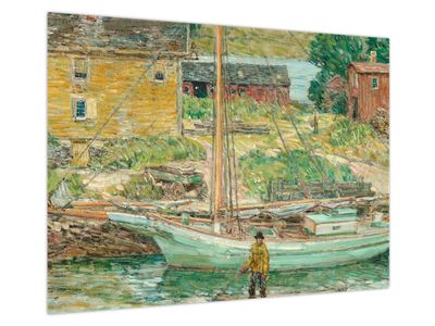 Obraz na szkle - Childe Hassam, Oyster Sloop, Cos Cob, reprodukcje