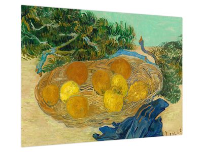 Obraz na szkle - Vincent van Gogh, Still Life of  Oranges and Lemons with  Blue Gloves, reprodukcje