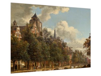 Skleněný obraz - Jan van der Heyden, View Down a Dutch Canal, reprodukce