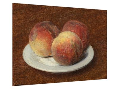 Skleněný obraz - Henri Fantin-Latour, Three Peaches on a Plate, reprodukce