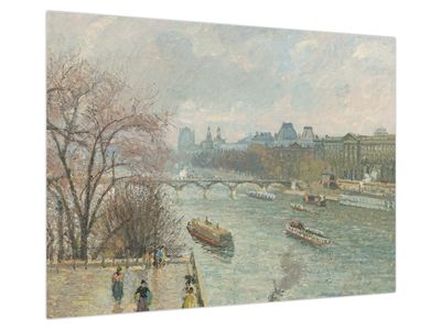 Skleněný obraz - Camille Pissarro, The Louvre, Afternoon, Rainy Weather, reprodukce