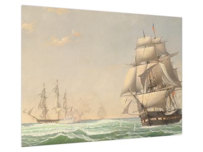 Obraz na szkle - Fitz Henry Lane, The United States Frigate President Engaging the British Squadron, reprodukcje