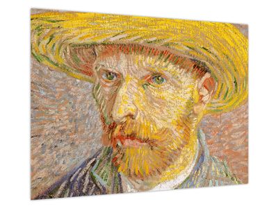 Skleněný obraz - Vincent van Gogh, Self-Portrait with a Straw Hat (The Potato Peeler), reprodukce