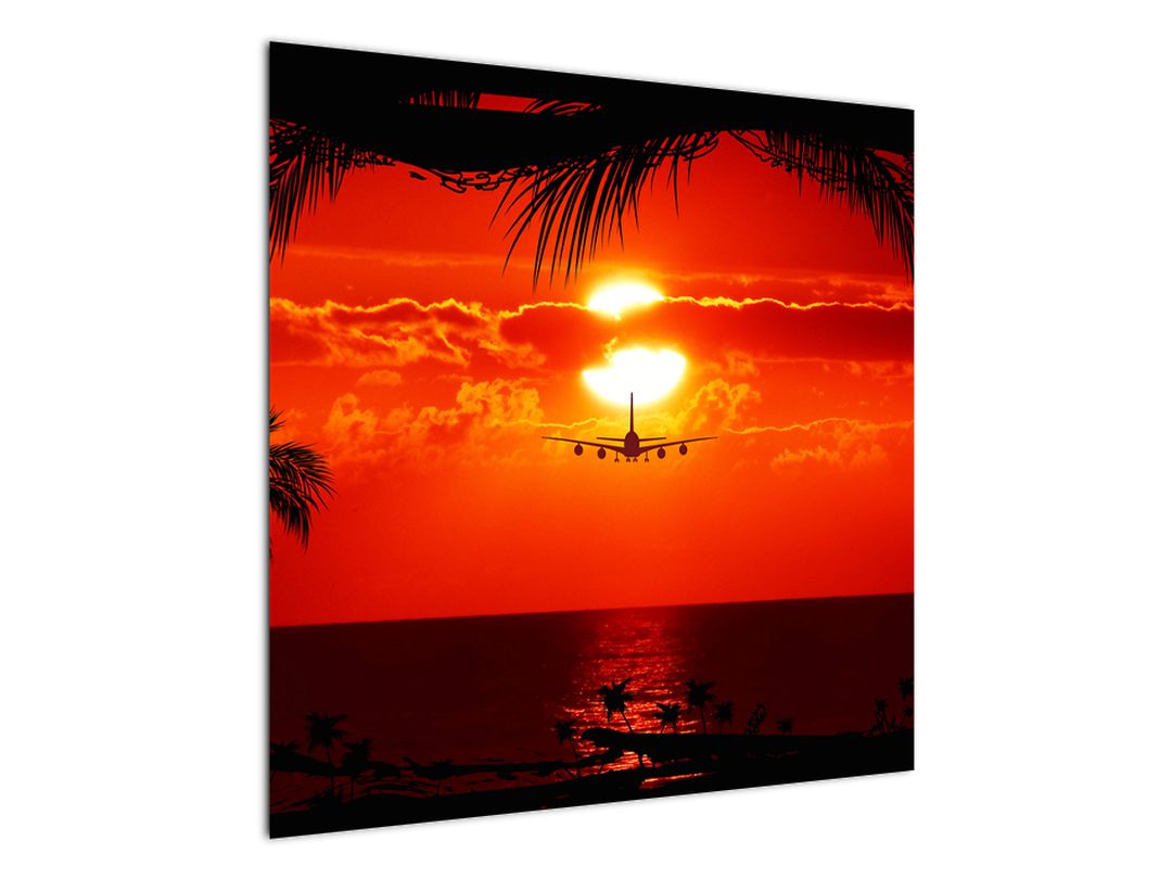 Obraz - západ slunce s letadlem (V020623V7070)