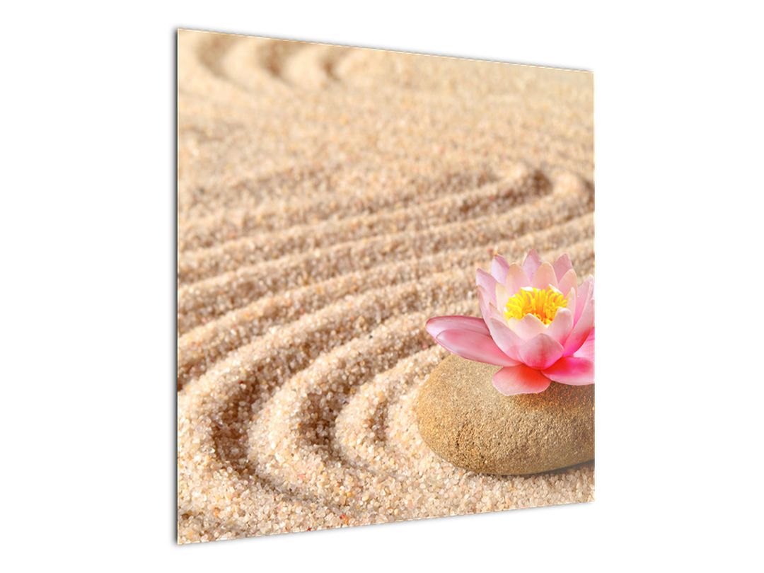 Tablou cu piatră și floare pe nisip (V020864V7070)