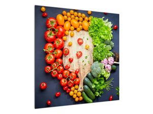 Schilderij - Tafel vol met groenten