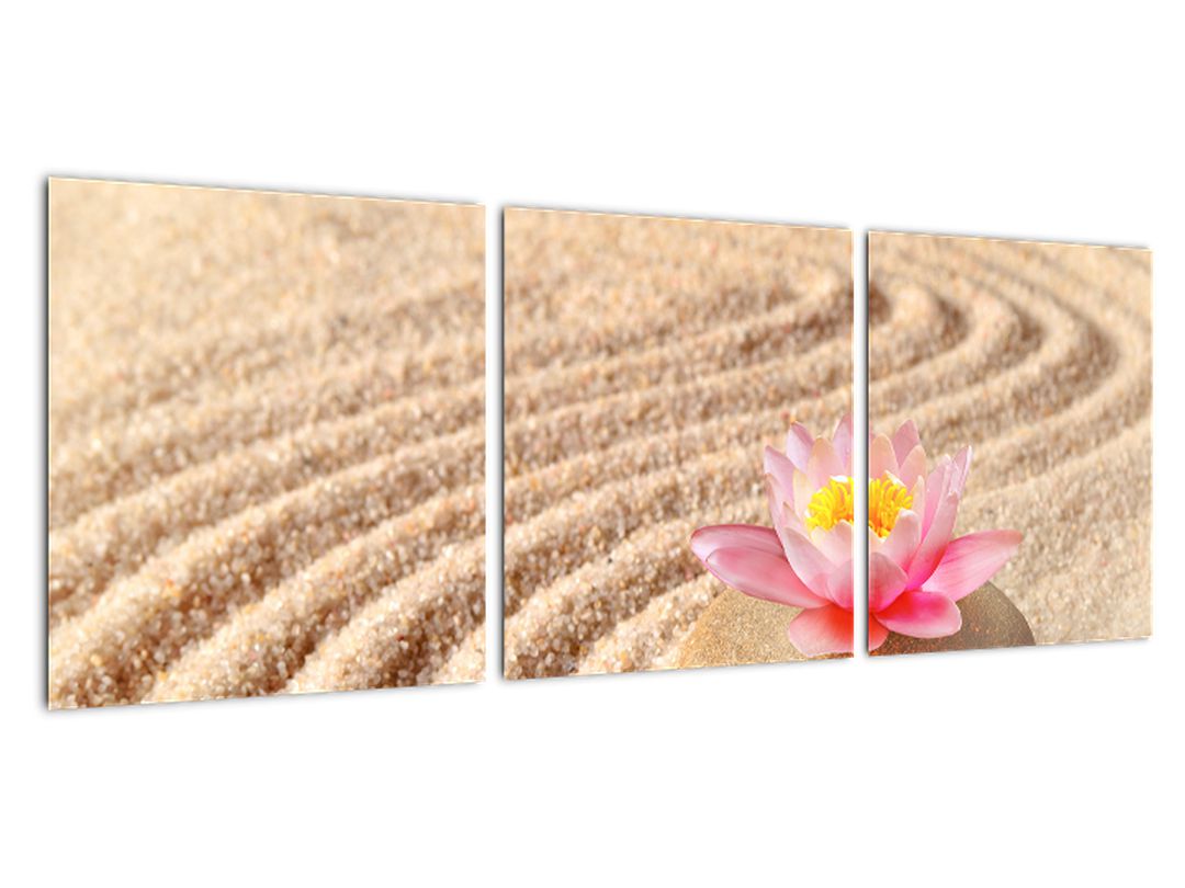 Tablou cu piatră și floare pe nisip (V020864V9030)