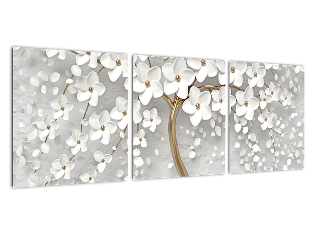 Obraz bílého stromu s květinami (V020977V9030)
