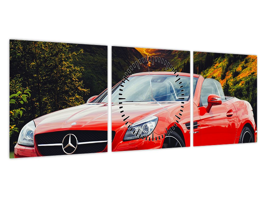 Obraz - červený Mercedes (s hodinami) (V020564V9030C)
