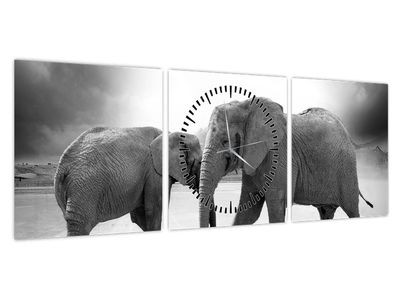 Tablou cu elefanți (cu ceas) (V020900V9030C)