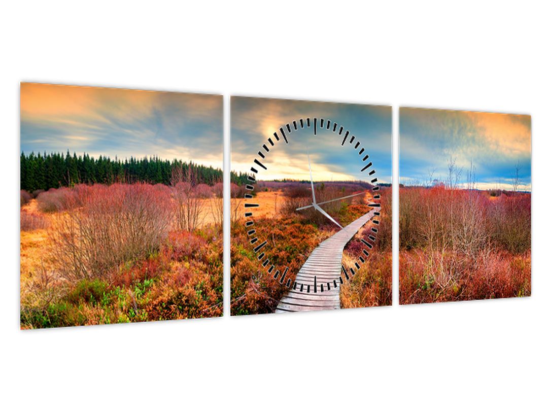 Obraz - Podzimní cesta krajinou (s hodinami) (V022483V9030C)