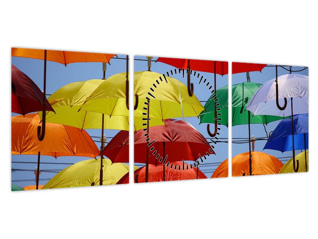 Obraz barevných deštníků (s hodinami) (V022560V9030C)