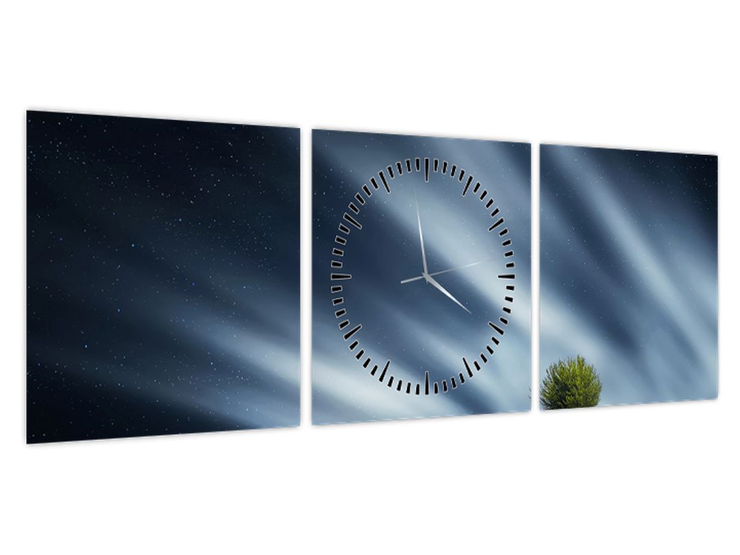 Obraz polární záře nad vřesovištěm (s hodinami) (V022594V9030C)