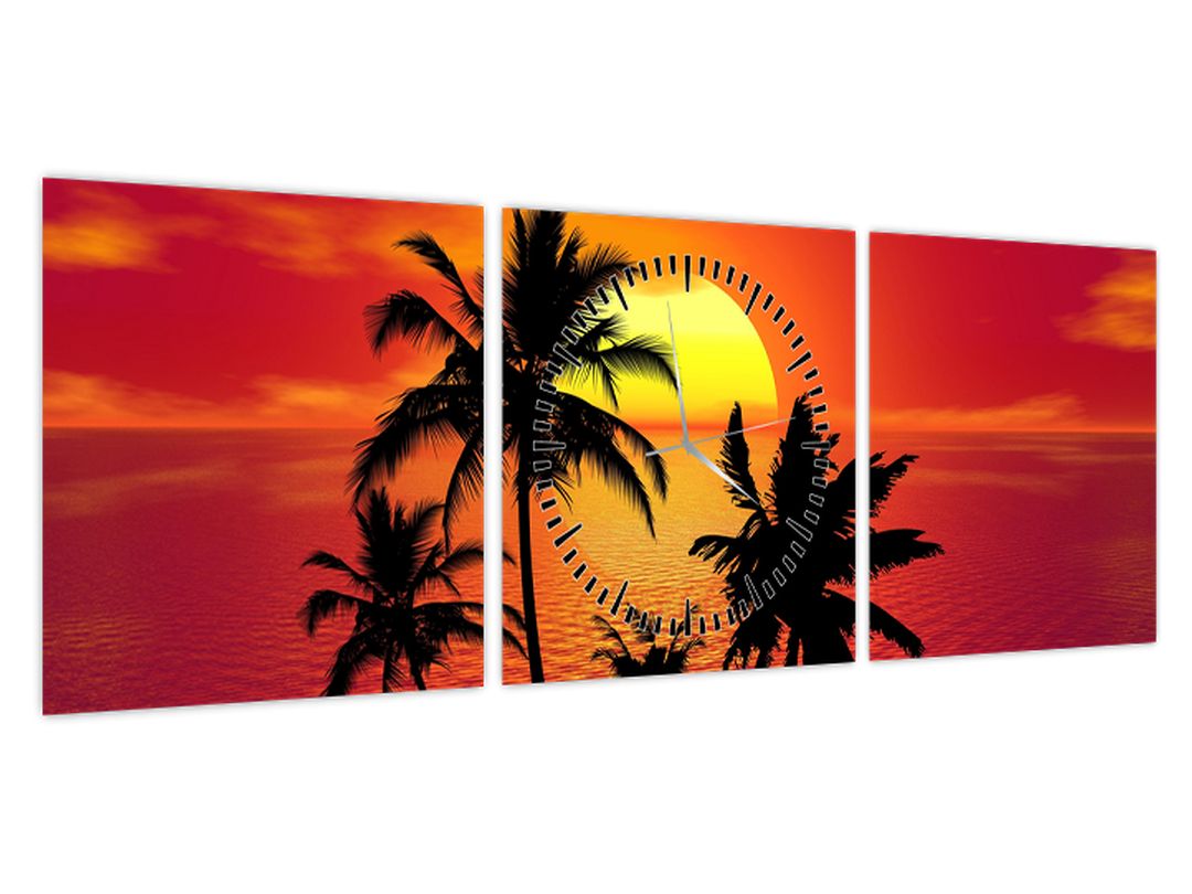 Obraz siluety ostrova s palmami (s hodinami) (V022603V9030C)