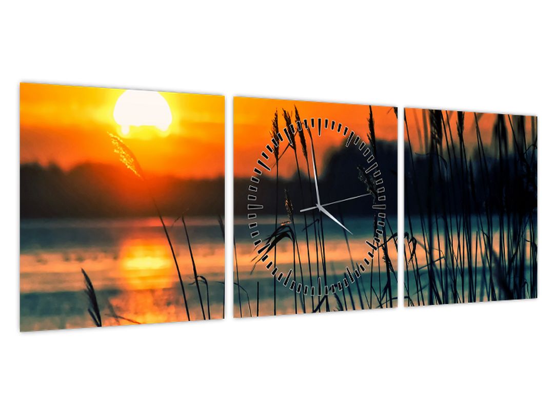 Obraz - Západ slunce nad jezerem (s hodinami) (V022625V9030C)