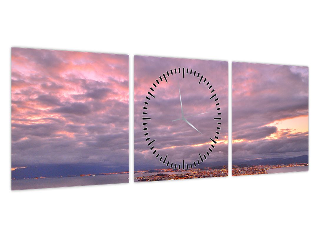 Obraz - Soumrak nad městem (s hodinami) (V022637V9030C)