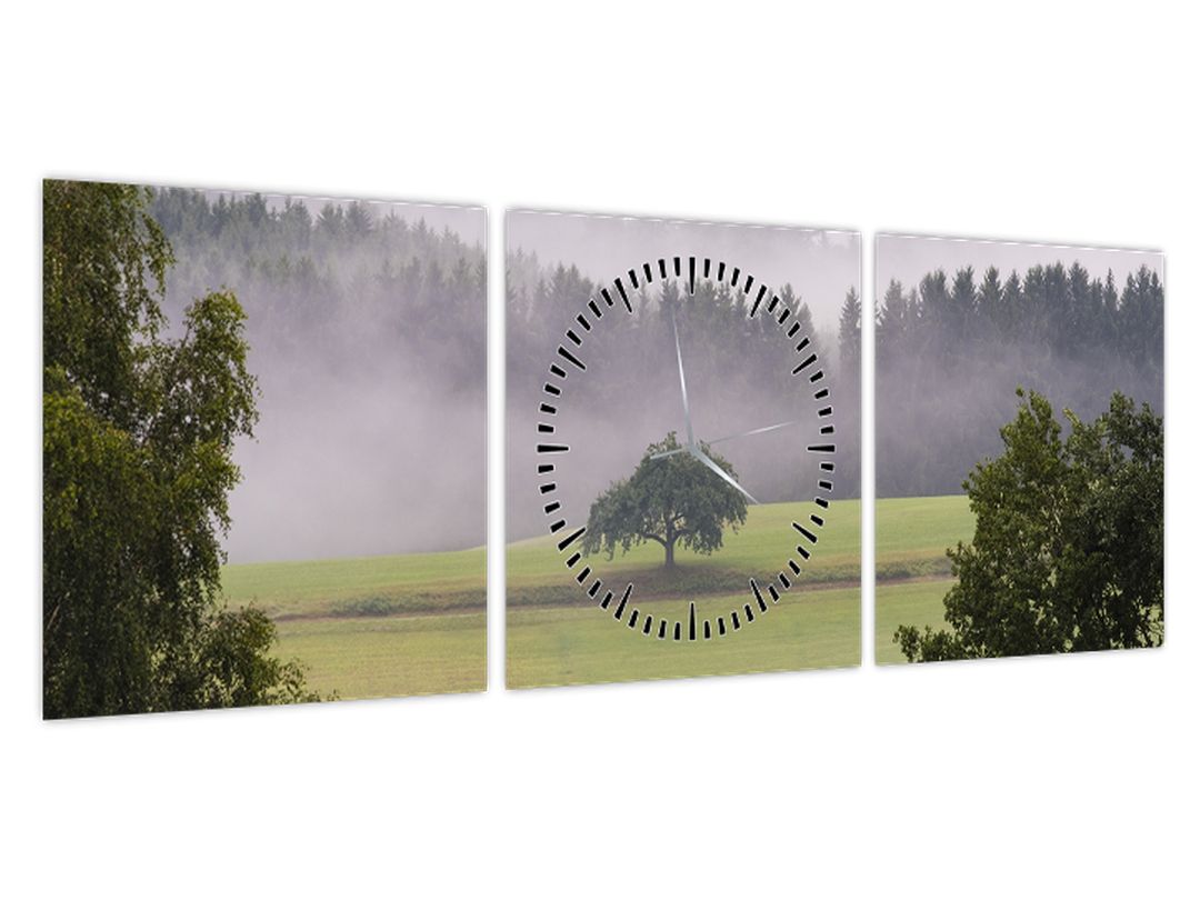Obraz louky se stromem (s hodinami) (V022721V9030C)