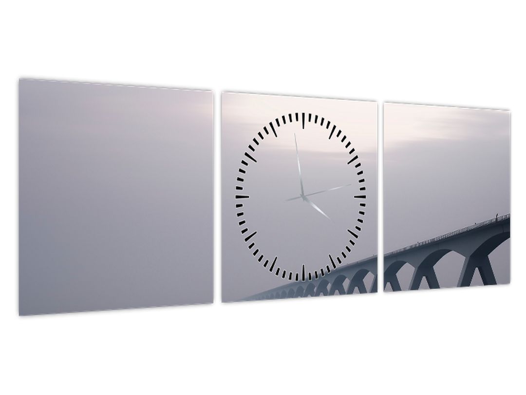 Obraz mostu v mlze (s hodinami) (V022726V9030C)