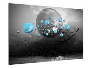 Schilderij - Lichtblauwe abstracte ballen