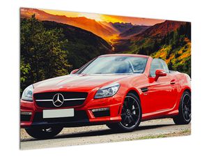 Schilderij - Rode Mercedes