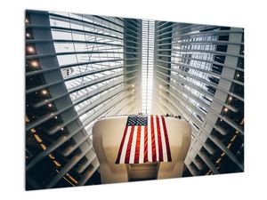 Obraz stavby s vlajkou USA
