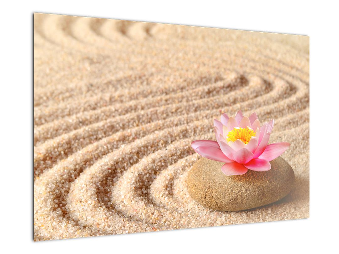 Tablou cu piatră și floare pe nisip (V020864V9060)
