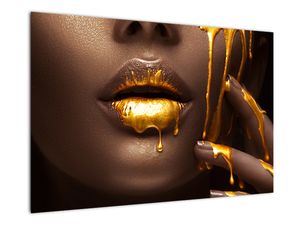 Tablou - Femeie cu buze aurii