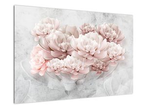 Tablou - Flori roz pe perete