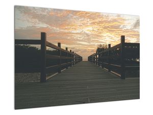 Obraz dreveného móla nad jazerom