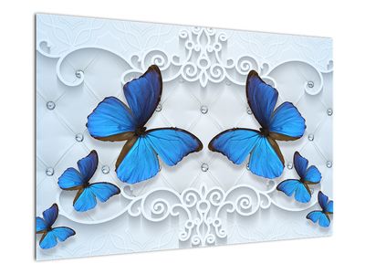 Schilderij - Blauwe vlinders