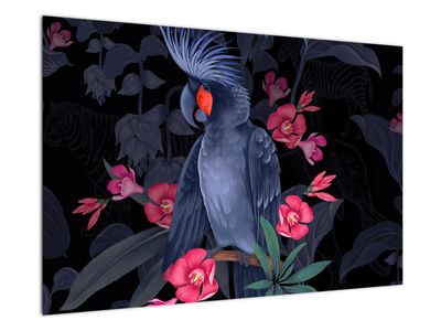 Obraz - Papuga wśród kwiatów