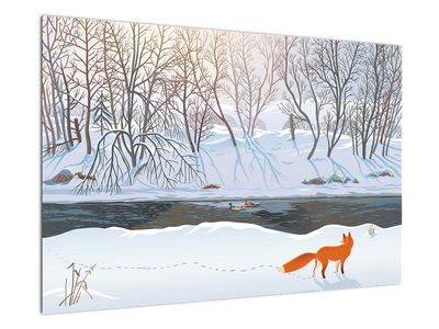 Obraz - Liška v zimní krajině